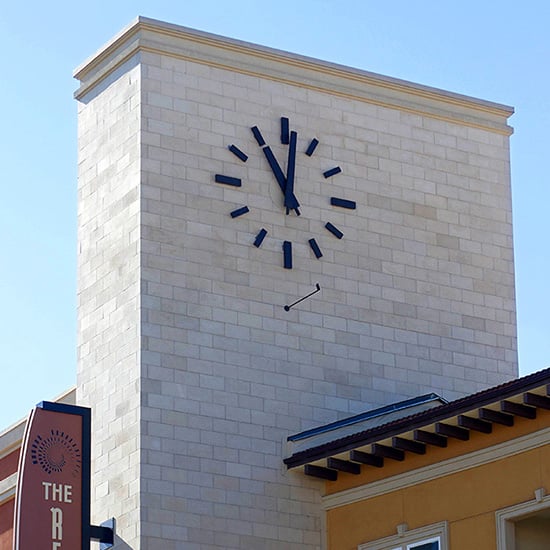 large format veneer clock tower